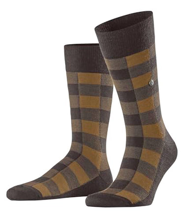 Burlington Men's Socks Buffalo Check So Wool Patterned 1 Pair, Blue Marine 6120, 40-46 on Sale